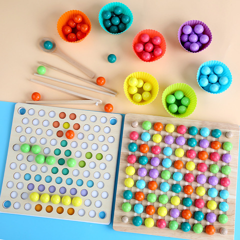 Jouets en bois Montessori pour enfants, mains, entraînement du cerveau, Clip de perles, planche de Puzzle, jeu de maths, jouets éducatifs précoces pour bébés ► Photo 1/6