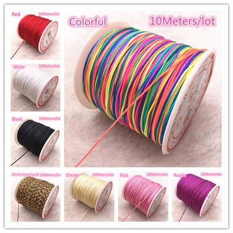 10 M/lot 0.8/1.0mm Nylon cordon fil noeud chinois macramé cordon Bracelet tressé ficelle bricolage perles fil ► Photo 1/4