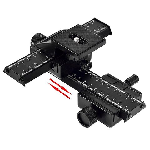 Curseur/gros plan de Rail de mise au point Macro 4 voies pour appareil photo reflex numérique cc avec trou de vis Standard de 1/4 pouces en aluminium ► Photo 1/6