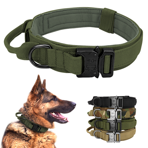 Collier tactique militaire pour chien, moyen et grand gabarit allemand, pour entraînement à la marche, double poignée de contrôle ► Photo 1/6