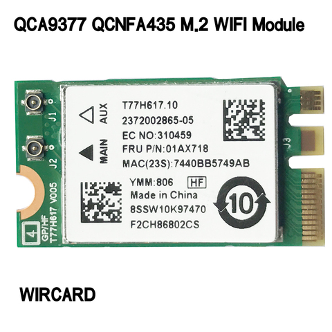 WIRCARD – carte wi-fi 802.11ac et Bluetooth 4.1 pour ordinateur portable, Module double bande M.2 QCNFA435 QCA9377 ► Photo 1/4