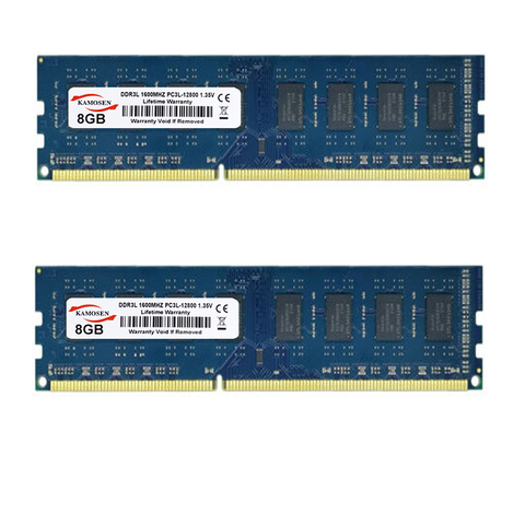 KAMOSEN DDR3L RAM 4GB 8GB 1600MHz flambant neuf basse tension 1.35V bleu PC3-12800U ordinateur de bureau de mémoire DIMM 240 broches non-ecc ► Photo 1/4