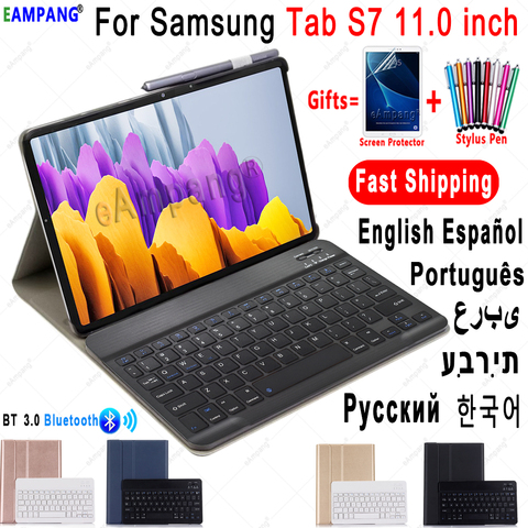 Étui pour Samsung Galaxy Tab S7 11 étui pour clavier T870 SM-T875 housse de SM-T876 russe espagnol anglais Bluetooth étui pour clavier Funda ► Photo 1/6