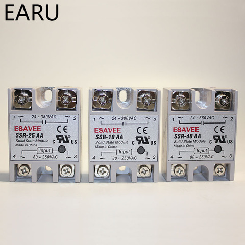 Relais à l'état solide 10A 25A 40A 80-250V AC à 24-380V AC SSR 10AA 25AA 40AA ► Photo 1/6