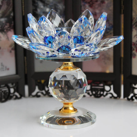 Photophore en cristal Lotus porte-bougie en forme de fleur | Porte-bougie de maison, table de table, ornements de décoration Feng Shui ► Photo 1/6