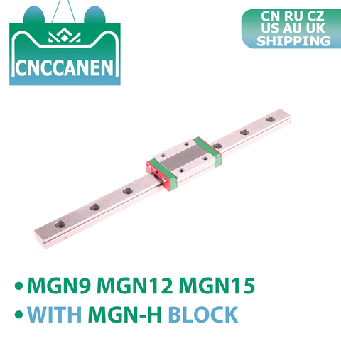 Rail linéaire Miniature d'imprimante 3D MGN9 MGN12 MGN15, Guide linéaire MGN CNC-100mm + MGN9H MGN12H MGN15H bloc de chariot ► Photo 1/6