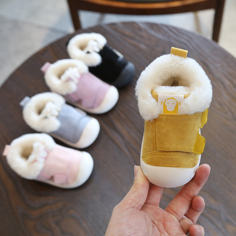 Bottes d'hiver chaudes en peluche pour bébés filles et garçons, bottes de neige d'extérieur à fond souple et antidérapantes pour enfants ► Photo 1/6