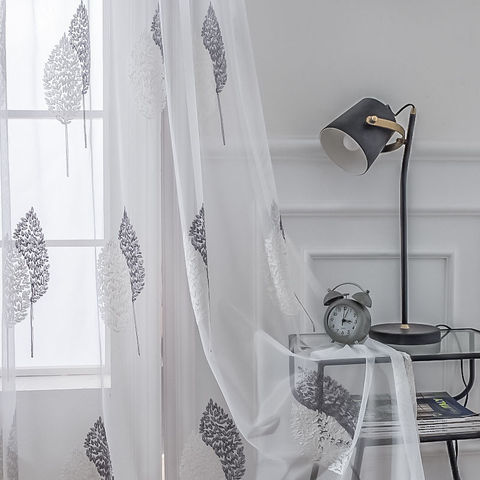 Broderie fenêtre fil balcon chambre blanc rideau Tulle Voile Organza pure rideaux tissus pour salon ► Photo 1/6