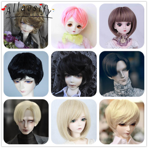 Allaosify – perruque BJD 100% en Fiber de haute qualité, cheveux courts, plusieurs couleurs au choix, 1/3 1/4 ► Photo 1/6