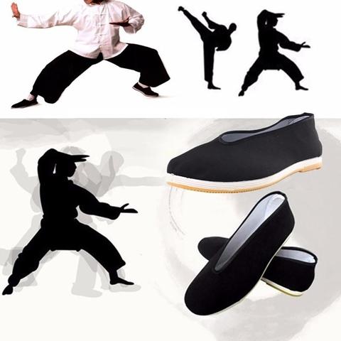 Chaussures pour hommes en coton noir, chaussures de Kung Fu chinois traditionnel, en tissu avec aile Chun tai-chi Art Martial, ancien pékin chaussures décontractées ► Photo 1/6