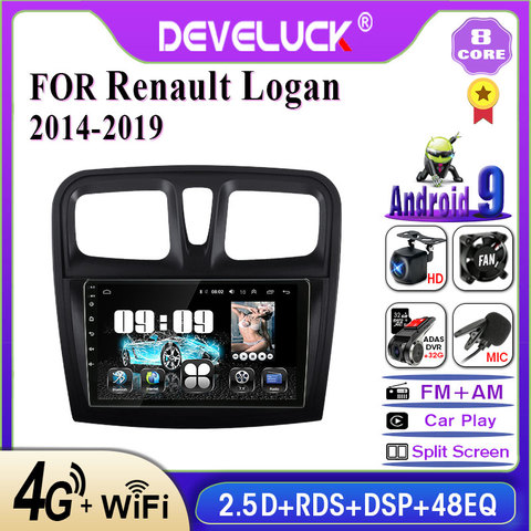 Lecteur multimédia d'autoradio Android Develuck 2 din pour Renault Logan 2 Sandero 2 2012-2022 IPS 2.5D aucun 2din GPS Navigation RDS ► Photo 1/6