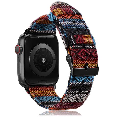 Bracelet en tissu de Nylon tressé multicolore pour Bracelet de montre Apple 44mm 40mm 38mm 42mm Bracelet de Style nouveau pour iWatch série 6SE 5 4 3 2 ► Photo 1/6