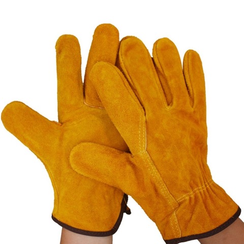 Une paire/Set gants de soudeur en cuir de vache jaune résistant au feu gants de sécurité Anti-chaleur pour le soudage des outils à main en métal ► Photo 1/6