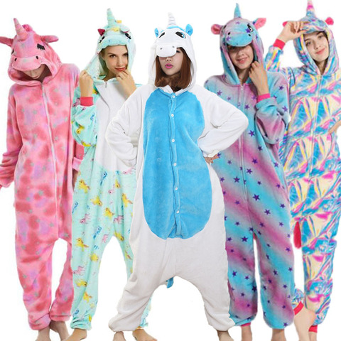 Animal Kigurumi Pijamas adulte femmes licorne pyjamas Onesie vêtements de nuit doux flanelle hommes femmes une pièce dormir combinaison Cosplay ► Photo 1/6