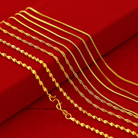 Collier en or de mode coréenne 18K or bijoux de mariage pour femmes chaîne de serpent élégant sans pendentif chaîne de vague d'eau cadeaux de nouvel an ► Photo 1/6