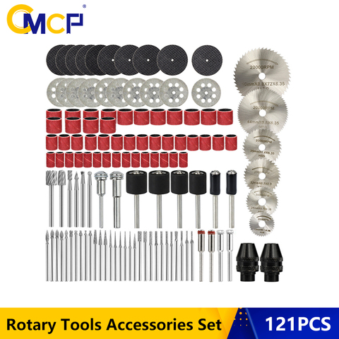 CMCP 121 pièces graveur outils rotatifs accessoires ensemble pour Dremel perceuse meulage polissage lame de scie diamant fichier rotatif coupe ensemble ► Photo 1/6