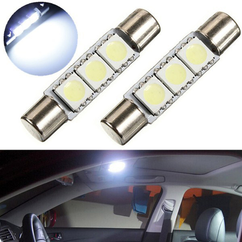 Lumière LED pour intérieur de voiture, 2 pièces, 28mm, 31mm, C5W, blanc, T6 3SMD 5050, éclairage de plaque d'immatriculation de lecture 4300K ► Photo 1/6