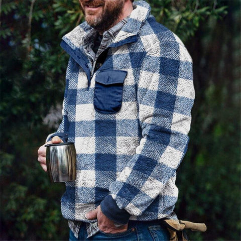 Hiver Sherpa polaire pull de grande taille 3XL moelleux pull populaire Plaid chaud Streetwear Teddy chandails ► Photo 1/5