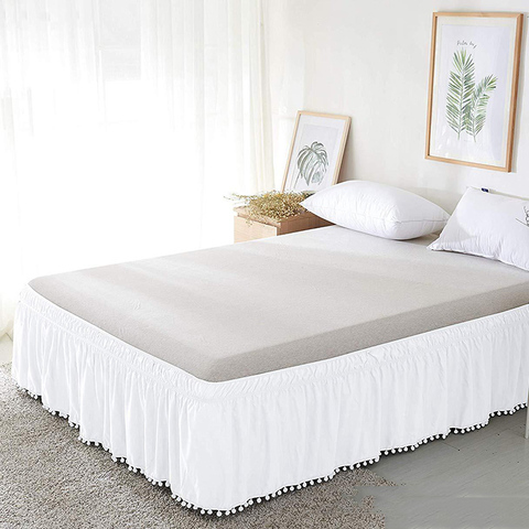 Twin/Full/Queen/King Size jupe de lit avec des glands bande élastique lit jupe couverture de lit sans Surface hôtel lit couverture literie décor ► Photo 1/6