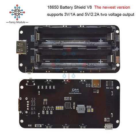 Diymore – bouclier de batterie au Lithium V8 5V/2.2A, ESP8266 ESP32 2x18650, Module de charge de batterie portable Micro USB/type-c pour Arduino ► Photo 1/6