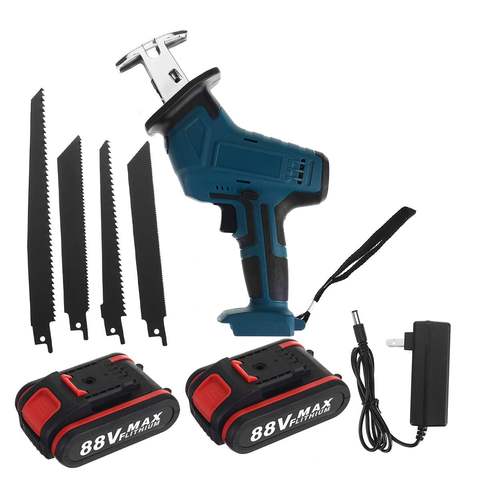 88V scie alternative sans fil + 4 lames de scie métal coupe bois outil Portable coupe bois avec 1/2 batteries Charge ► Photo 1/6