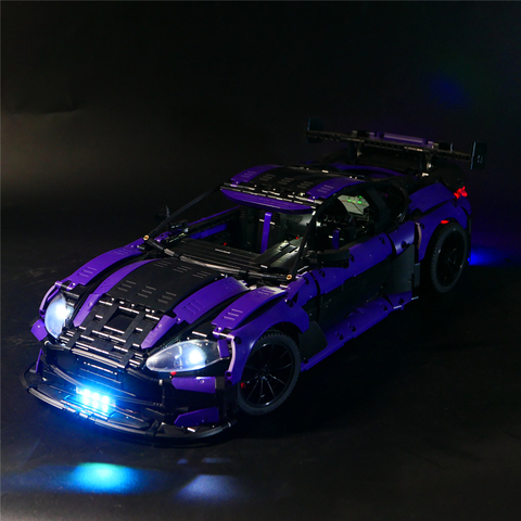 EN STOCK C001 Avec Lumière 1:8 Violet Célèbre Super Voiture de Sport MOC-8780 Vantage Blocs De Construction Jouet Enfants Garçon Classique Brique Cadeau ► Photo 1/6