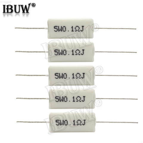 Résistance au ciment de 5W 0.1 ~ 10k ohm 0,33r 1R 10R 100R 0.22 0.33 1 10 100 1K 10K ohm, 10 pièces ► Photo 1/2