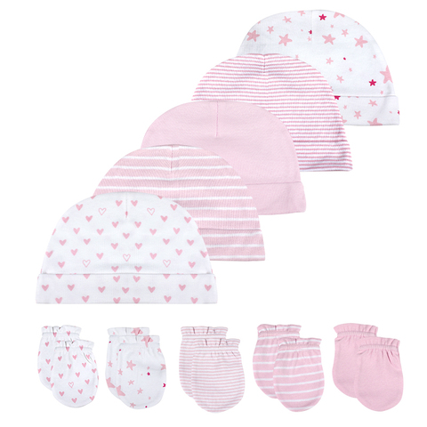 Chapeau et mitaines pour bébé fille et garçon, chaussettes confortables, gants en coton, accessoire pour nouveau-né de 0 à 6 ans ► Photo 1/6