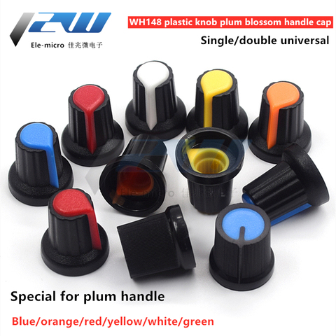 Capuchon de bouton pour potentiomètre WH148, 5 couleurs, noyau en cuivre, 15x17mm, 6mm, trou d'arbre, AG2, jaune, bleu, Orange, blanc, rouge, 10 pièces ► Photo 1/4