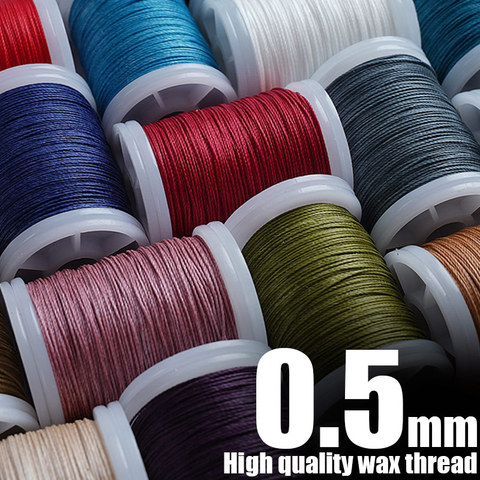 0.5mm haute qualité fil ciré rond Polyester cordon cire enduit ficelle solide pour tressé Bracelets bricolage artisanat cuir couture 120M ► Photo 1/6