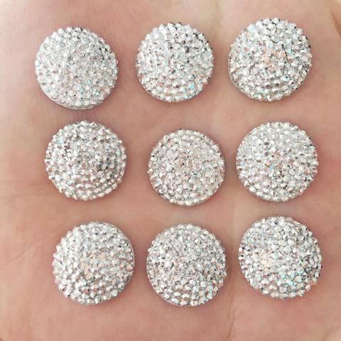 DIY 20 pcs 16mm Convexe Rond Résine Pierre Flatback De Mariage Boutons Artisanat/argent F097 ► Photo 1/5