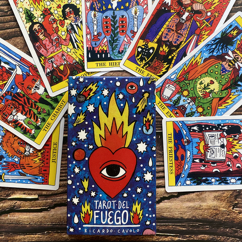 Cartes de Tarot del Fuego, pour pont, arques, jouet Guide, Tarot del Fuego por Ricardo Cavolo Baraja de Color Azul ► Photo 1/6