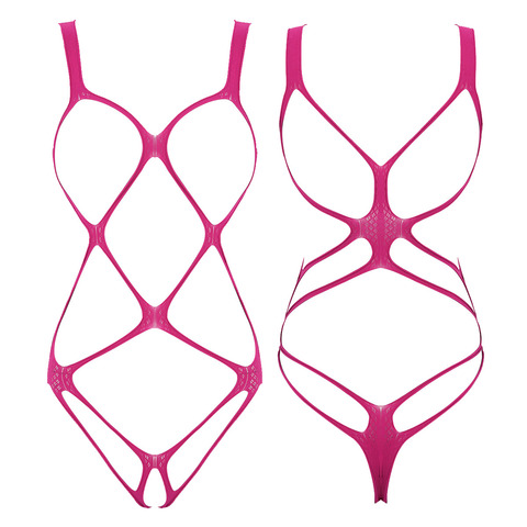 IEFiEL Sexy femmes une pièce body creux résille Lingerie tasses ouvertes entrejambe body transparent extensible vêtements de nuit ► Photo 1/6