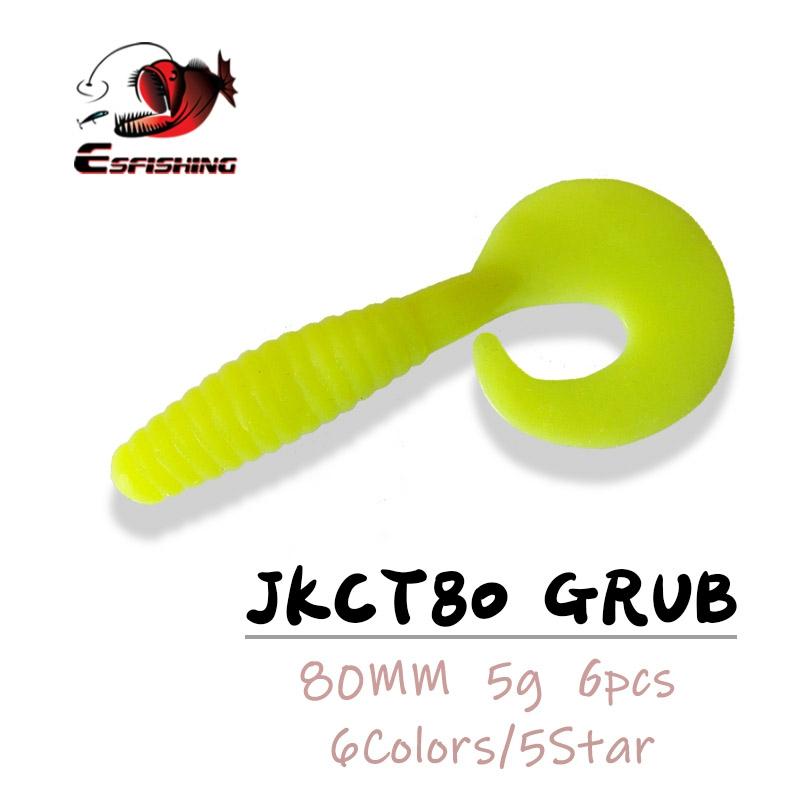 Esfishing Leurre Souple Pêche Appâts JKCT 80 80mm 5g 6 pièces Grub Silicone Appâts Wobbler leurres Pesca Isca Poisson Artificiel Accessoires ► Photo 1/4