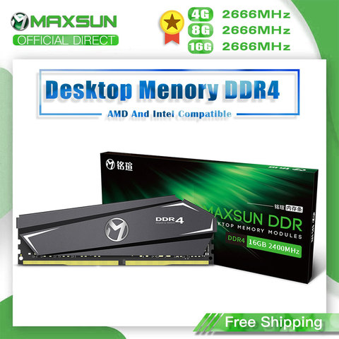 MAXSUN Ram DDR4 4GB 8GB 16GB mémoire 2666MHz garantie à vie Ram mémoire unique DDR4 1.2V 288Pin Type d'interface de bureau dimm ► Photo 1/6