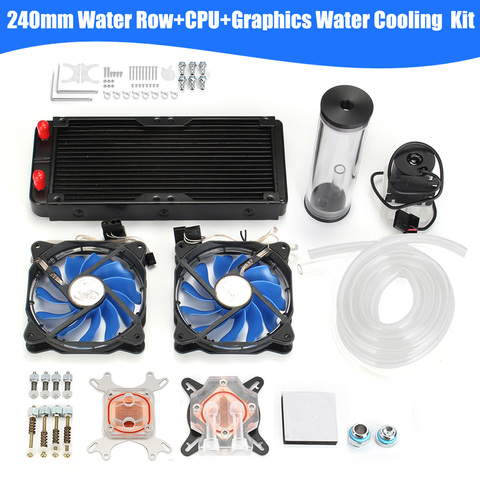 Bricolage PC Kit de refroidissement par eau avec 240mm eau rangée + CPU système de refroidissement par eau Kit ordinateurs radiateur pompe réservoir dissipateur de chaleur ► Photo 1/6