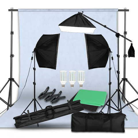 Support de cadre de fond de photographie Kit d'éclairage Softbox accessoires d'équipement de Studio Photo avec toile de fond 3 pièces et trépied ► Photo 1/5