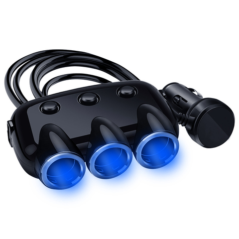 Yantu-allume-cigare voiture 12V/24V 120W noir | USB, adaptateur de prise, convertisseur de prise, 5V 3.1A, chargeur de voiture avec télécommande bleu ► Photo 1/6