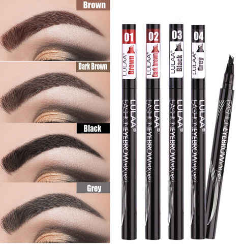 Stylo à sourcils naturel imperméable, crayon à quatre griffes, maquillage, trois couleurs, marron, noir, gris, brosse, cosmétiques ► Photo 1/6