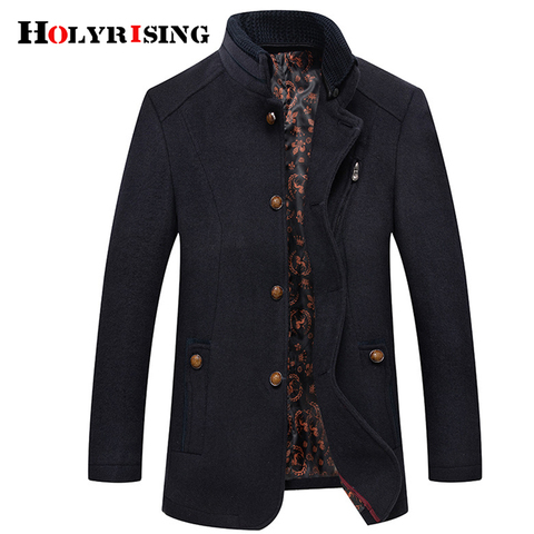 Holyrising – manteaux en laine pour hommes, pardessus de luxe épais, chaud, à la mode, pour les loisirs d'hiver, 18937-5 ► Photo 1/6