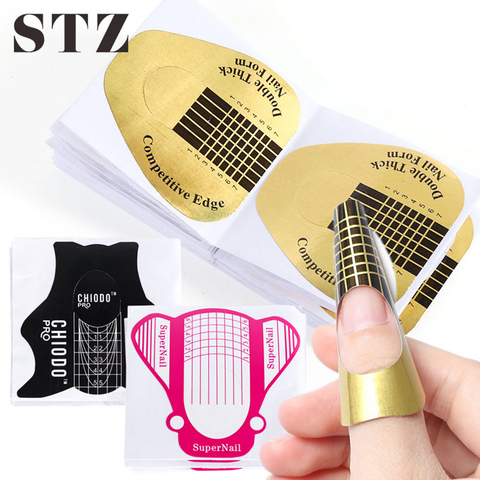 STZ 10 pièces Nail Art formes pour la construction UV Gel conseils Guide d'extension acrylique français ongles moules manucure accessoire conception outil #941 ► Photo 1/6