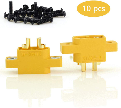 Connecteur laiton pour pièces de voiture, 10 pièces de XT60E-M monté XT60 mâle avec vis pour pièces RC ► Photo 1/6