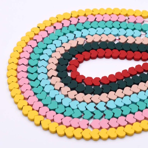 Perles en hématite naturelle, 14 couleurs, 6mm, breloques en forme de cœur, pour la fabrication de bijoux, vente en gros ► Photo 1/6