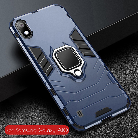 Pour Samsung Galaxy A10 Cas Armure PC Couverture de Téléphone De Support D'anneau de Doigt pour Samsung A10S Housse Antichoc TPU Jante Coque Bumper ► Photo 1/6