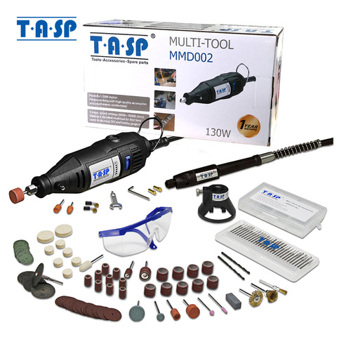 TASP 220 V 130 W Mini perceuse électrique Kit d'outils rotatifs graveur à vitesse Variable avec 140 pièces accessoires et accessoires ► Photo 1/6