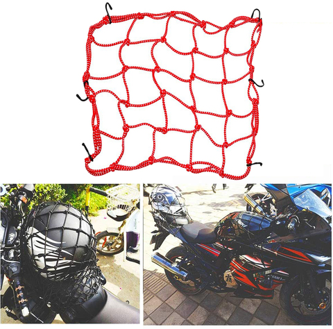 Filet de rangement de bagages pour casque de moto, Super solide, extensible et robuste, 15 pouces, rouge ► Photo 1/6