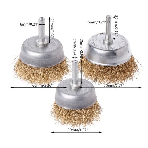 1 pièces bol brosse métallique 6mm diamètre de tige plat en acier fil roue électrique perceuse broyeur polonais roue Derusting outil Power To ► Photo 1/6