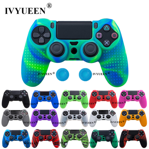 IVYUEEN peau de couverture en Silicone anti-dérapant pour Sony Dualshock 4 PS4 Pro contrôleur mince étui de camouflage et capuchon de poignée de bâton pour Play Station 4 ► Photo 1/6