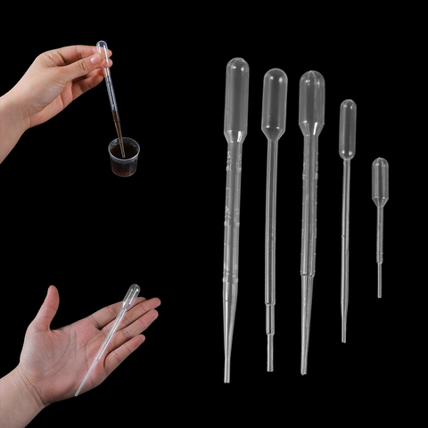 200 pièces transparentes Pipettes jetables en plastique sûr oeil compte-gouttes transfert pour Silicone moule UV époxy résine bijoux faisant des outils ► Photo 1/6