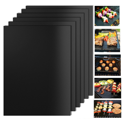 Feuilles de cuisson pour Barbecue, tapis de cuisson antiadhésif, réutilisable, 44x33cm ► Photo 1/6